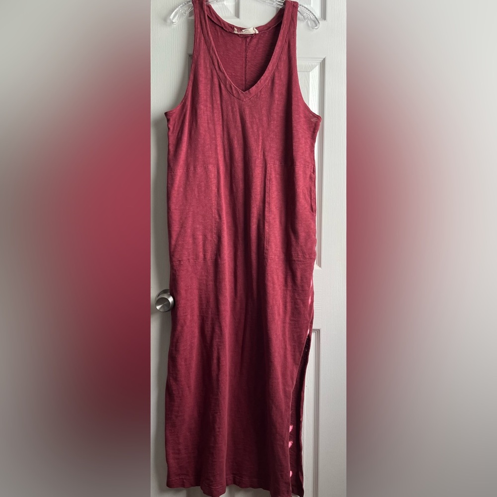 Free People Beach V-Neck Maxi Dress with Pockets Medium